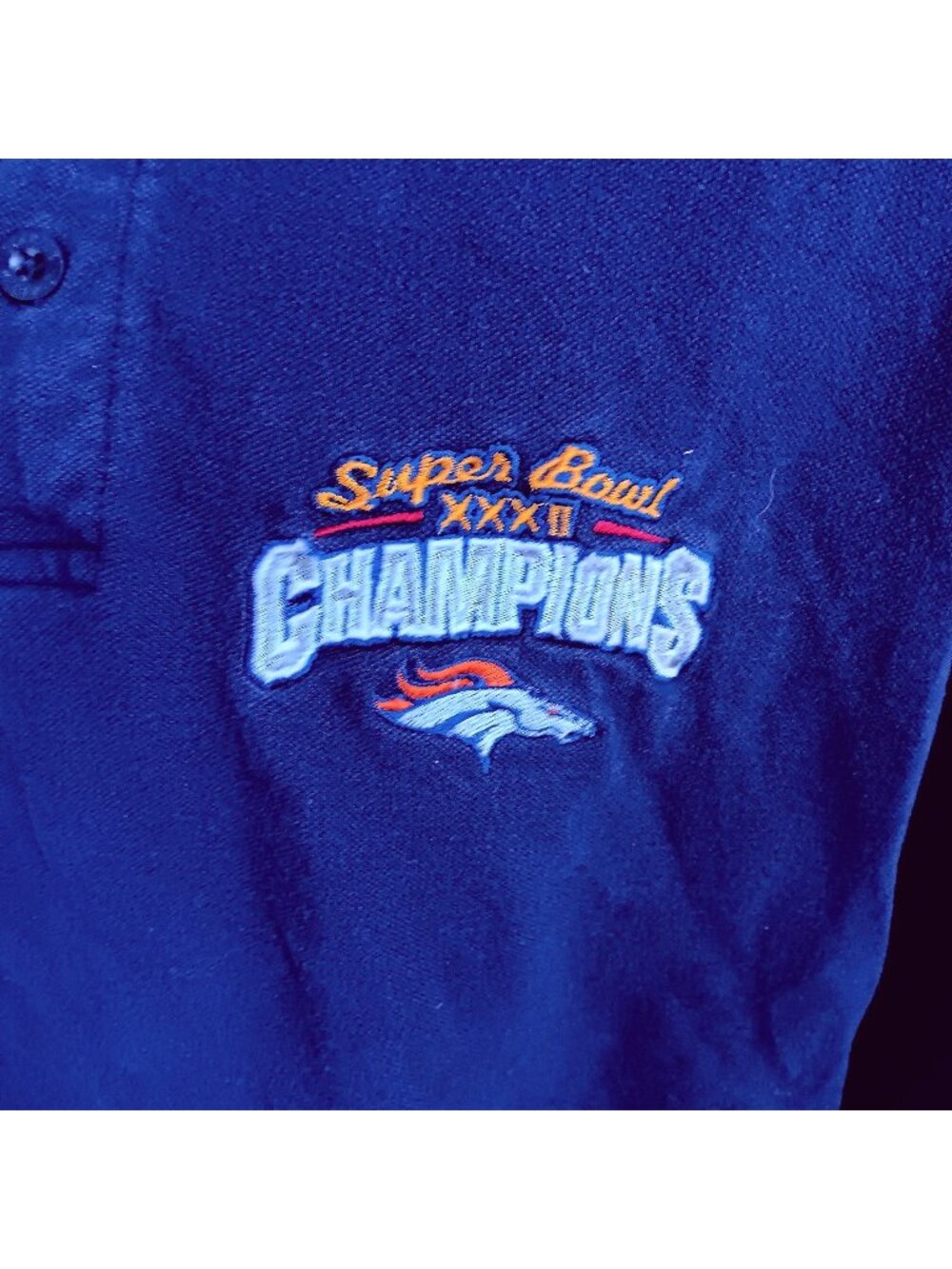 Denver Broncos Polo Shirt XL Vtg Men's 1998 Super Bowl XXXII Champions Starter